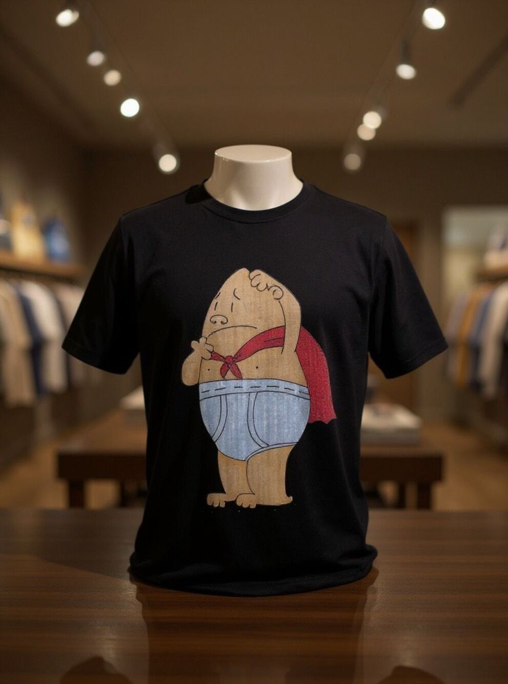 Unisex Hiclol Black Captain Underpants Graphic T Shirt Size XL #14